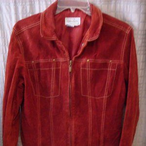 LIVE A LITTLE RUST SUEDE LEATHER ZIPPERED JACKET SIZE LARGE